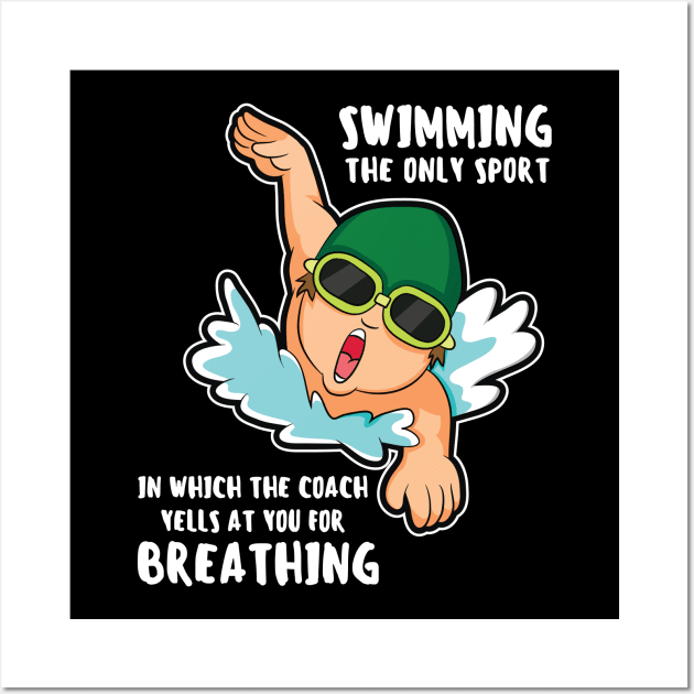 Funny Swimming Quote Swim Coach Gift Wall Art by petervanderwalk